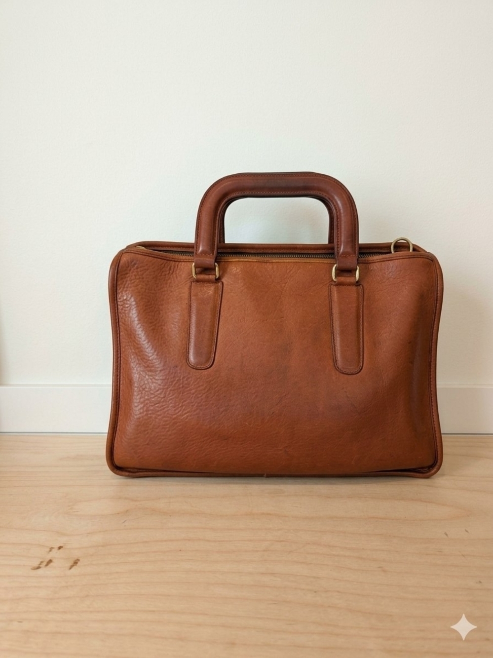 Vintage COACH Slim Satchel Briefcase 9425 Leather Bag - NYC Era British Tan